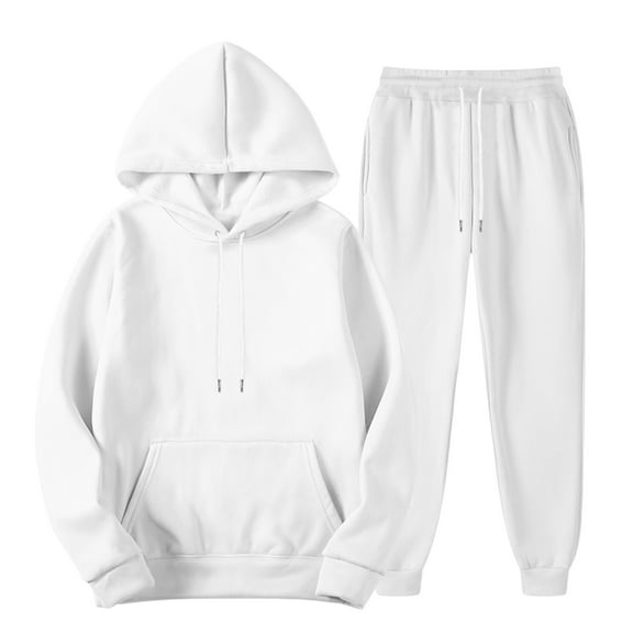 LNZGNM White Sweat Suits Men Gym Track Suits Mens Casual Hoodie and Sweatpants Set Fall Sweatpants Set Athletic Outfit Sets, White L