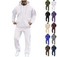 thumbnail image 1 of LNZGNM White Track Suits Mens Athletic Mens Sweatsuit Fall Zip Up Hoodie and Sweatpants Set Casual Outfits with Pockets, White M, 1 of 8
