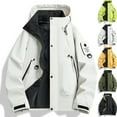 thumbnail image 1 of LNZGNM White Windbreaker Jackets for Men M-3XL Windproof Winter Jacket Casual Breathable Hooded Light Jackets for Men Adjustable Neckline Outdoor Hiking Fishing Coats, White M, 1 of 4