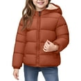 thumbnail image 1 of LNZGNM Winter Coats for Kids 6-7Y Down Cozy Lightweight Jacket Fashion Warm Puffy Outerwear with Hood Zip Up Long Sleeve Clothes for Travel, Ginger, 6-7Y, 1 of 4