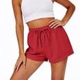 thumbnail image 1 of LNZGNM Women Casual Shorts Drawstring Comfy Elastic Waist Shorts Summer Pull On Short Pants with Pockets,Red M, 1 of 6
