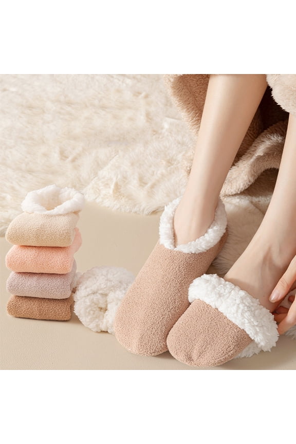 Women Floor Socks, Coral Fleece Soft Breathable Comfortable Stretchy Cozy Lightweight Cushioned Non-Slip for Cold Floors for Cozy Evenings,Camel(One Size)
