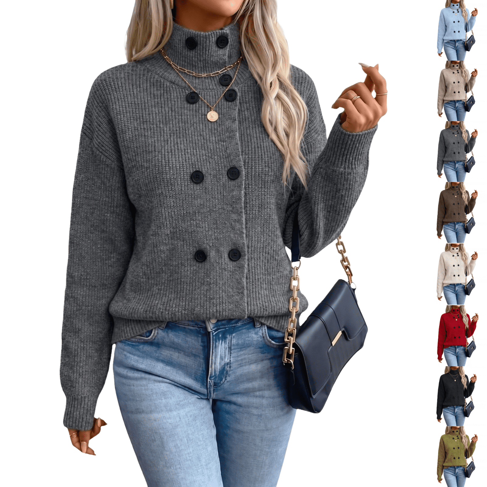 LNZGNM Women's Button Front Cardigans Cozy Long Sleeve Soft Touch Round ...