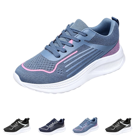 LNZGNM Women's Sneakers Casual Mesh Breathable Lightweight Running Comfortable Soft Shoes Weekend Soft Look,Blue(42)