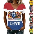 thumbnail image 1 of LNZGNM Women's Soccer Jersey USA MEX CA Short Sleeve Crewneck Graphic Tee Football Tournament Fan Top for Sports Party Vacation Game Day,Deep Red(S), 1 of 6