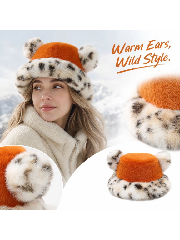 Womens Plush Bucket Hat Easy Cute Lightweight Cat Ears Soft Simple Breathable Trendy for Travel Smart Staple