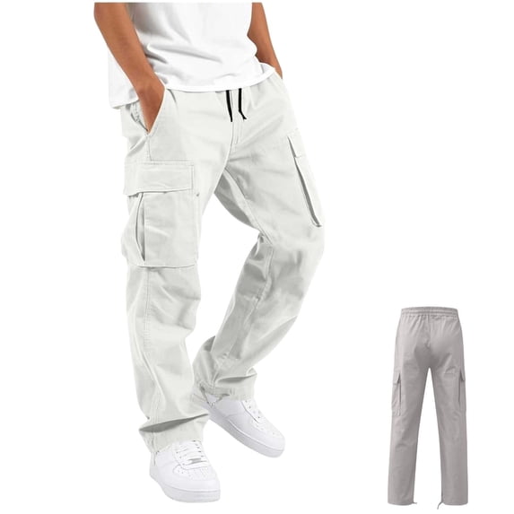 LNZGNM Work Cargo Pants for Boy Multi Pocket Straight Leg Elastic Waist ...