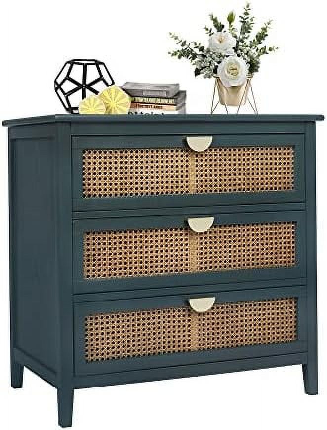 LNboomLife 3 Drawer Dresser for Bedroom Modern Rattan Dressers Chest of