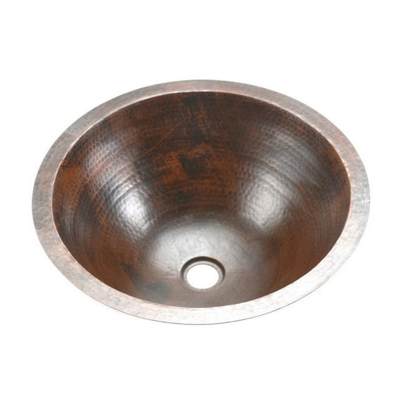 LO17FDB Small Oval Under Counter Hammered Copper Sink