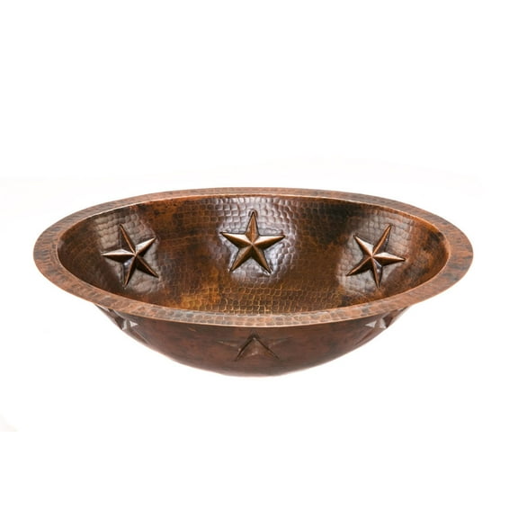 LO19FSTDB Star Decorated Hammered Copper Bathroom Sink