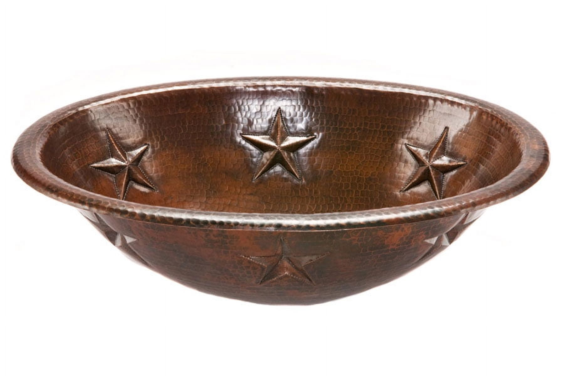 19'' Oval Star Hammered Copper Sink with Oil Rubbed Bronze Finish