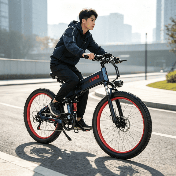 LO26 Plus Folding Fat Tire Electric Bike, 1500W Peak Motor, 48V 15Ah Removable Battery, 263.0 Fat Tires, Full Suspension, All-Terrain E-Bike