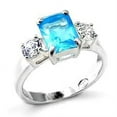 thumbnail image 1 of High-Polished 925 Sterling Silver Ring with Synthetic Spinel in Sea Blue for Women Style LOA457, 1 of 1