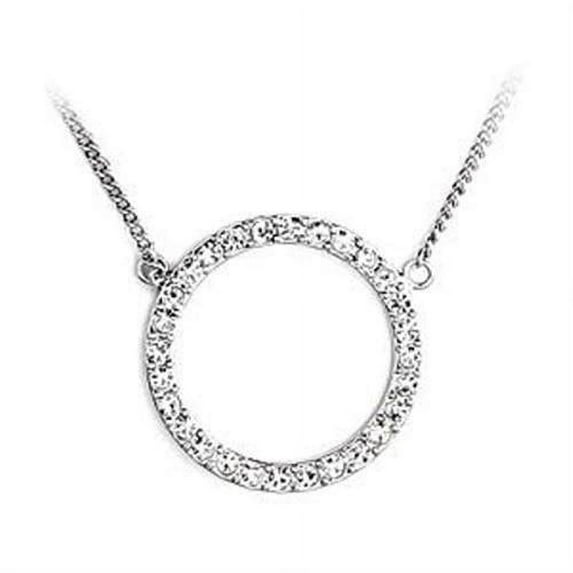 Rhodium Brass Necklace with Top Grade Crystal in Clear for Women Clear Stone Color Style LOA478 Size 16