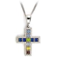 thumbnail image 1 of LOA556 - Rhodium 925 Sterling Silver Necklace with AAA Grade CZ in Multi Color, 1 of 1