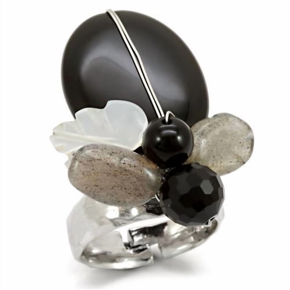 LOA594 - Antique Tone Brass Ring with Assorted in Multi Color