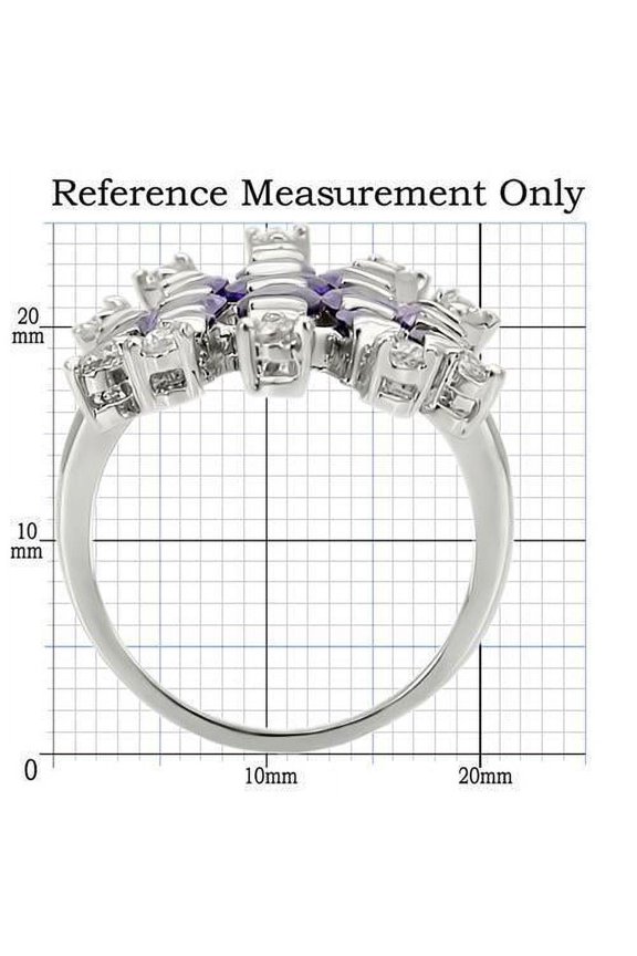 LOA933 - Rhodium Brass Ring with AAA Grade CZ in Amethyst
