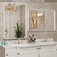 thumbnail image 1 of 20”X30” Gold Bathroom Mirror, Rounded Rectangle Gold Frame Mirror, Brushed Gold Bathroom Vanity Mirror Wall-Mounted, Anti-Rust, Hangs Horizontally or Vertically, 1 of 4