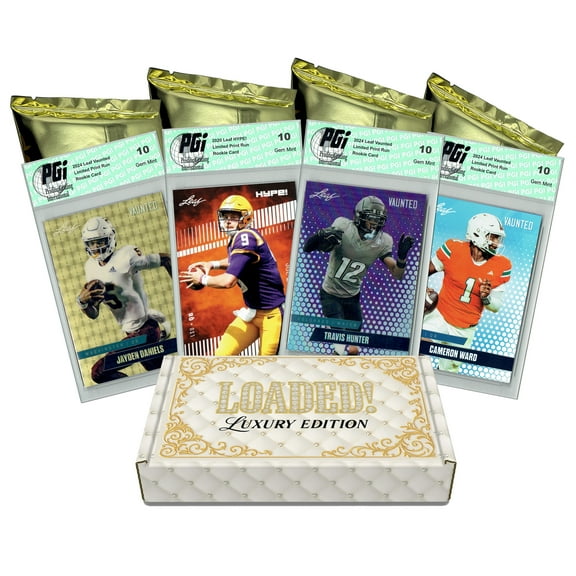 LOADED! LUX Football Collector's Box: 4 PGI 10 Leaf Rookie Cards & Rarities