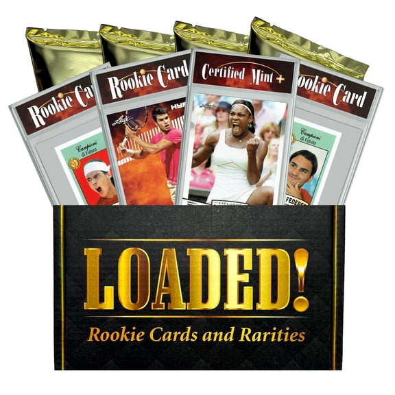 LOADED! Pro Tennis Collector's Box: 4 Certified Mint+ Rookie Cards Ð Carlos Alcaraz, Jannik Sinner, Novak Djokovic, Serena Williams, Roger Federer, Rafael Nadal and more