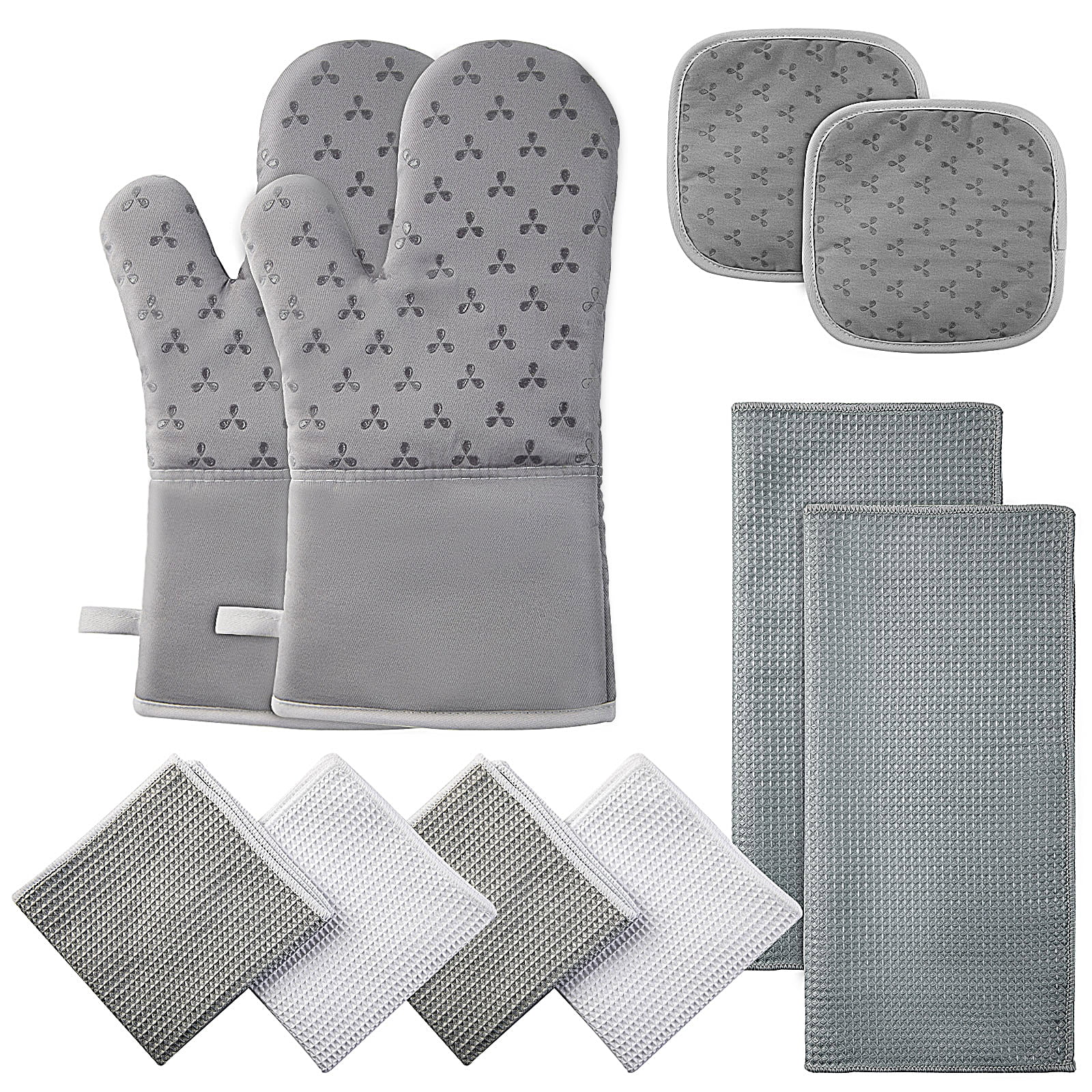 LOAOL 10 Pieces Oven Mitts Sets and Pot Holders Towel Set, Heat