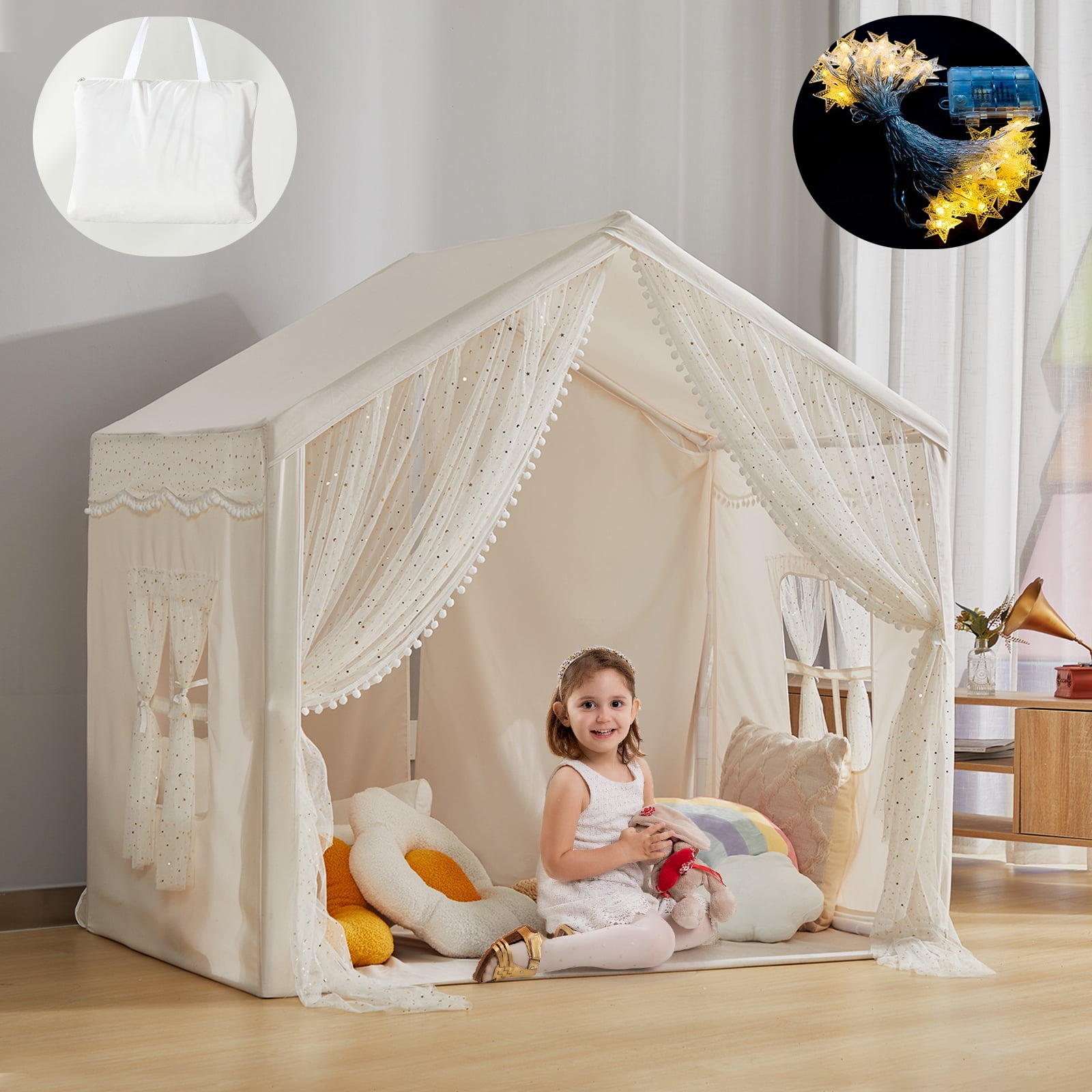 LOAOL Large Magical Kids Tepee Tent with LED Lights, Indoor and Outdoor ...