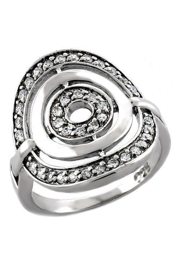 Sterling Silver Ring AAA GRD CZ Clear LOAS1018 for Women Style Rhodium
