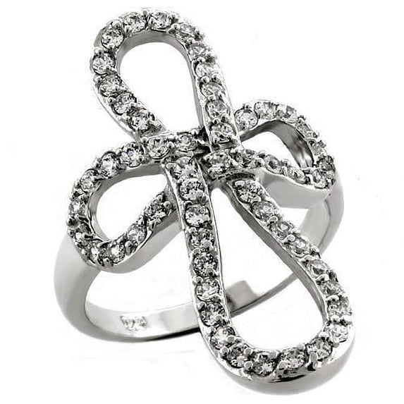 Rhodium 925 Sterling Silver Ring with AAA Grade CZ in Clear for Women Style LOAS1035
