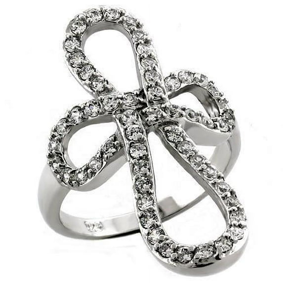 Rhodium 925 Sterling Silver Ring with AAA Grade CZ in Clear for Women Style LOAS1035