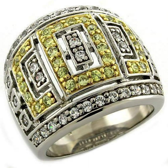 LOAS1043 - Gold+Rhodium 925 Sterling Silver Ring with AAA Grade CZ in Clear