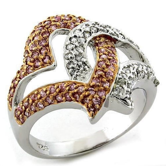 Rose Gold 925 Sterling Silver Ring with AAA Grade CZ in Rose for Women Style LOAS1077