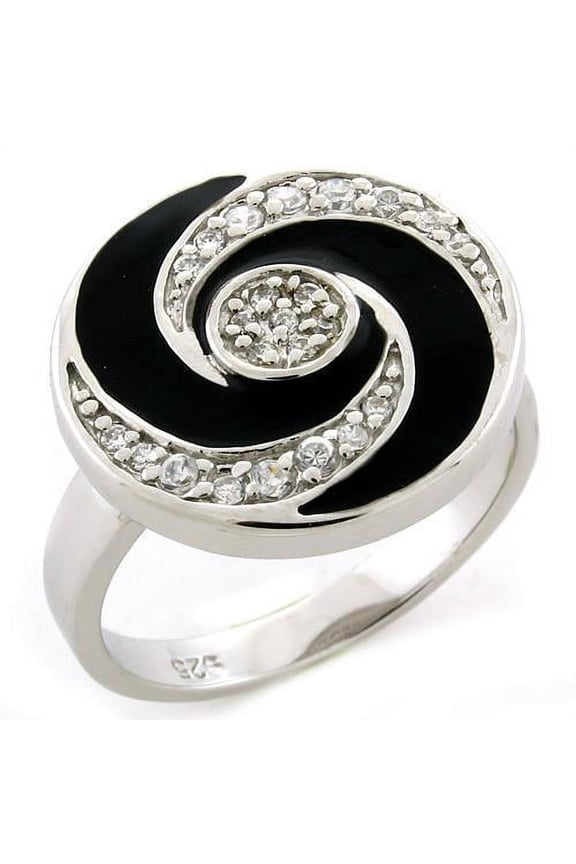 Sterling Silver Ring AAA GRD CZ Clear LOAS1078 for Women Style Rhodium