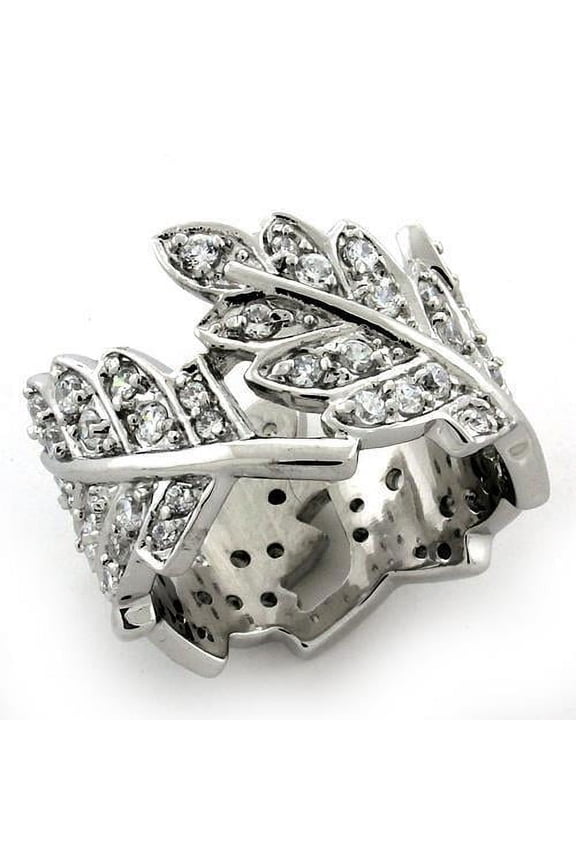 Sterling Silver Ring AAA GRD CZ Clear LOAS1098 for Women Style Rhodium