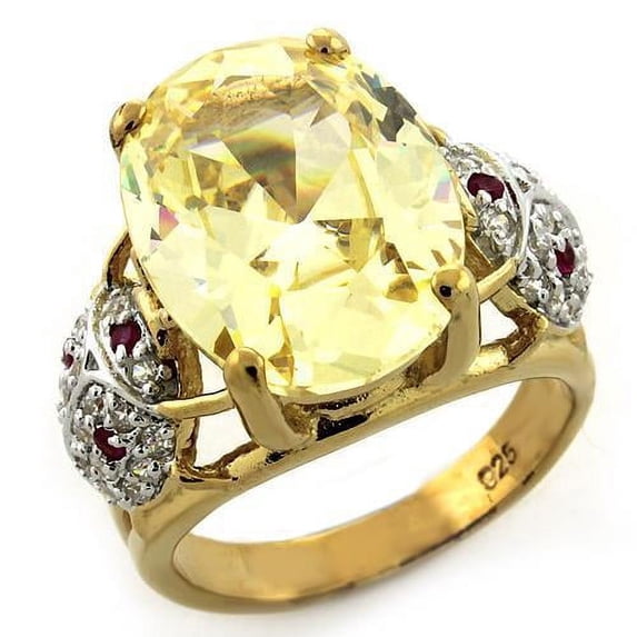 Gold 925 Sterling Silver Ring with AAA Grade CZ in Citrine for Women Style LOAS1143