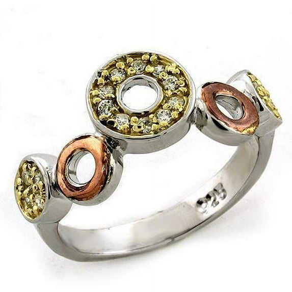 Gold+Rhodium 925 Sterling Silver Ring with AAA Grade CZ in Clear for Women Style LOAS1204