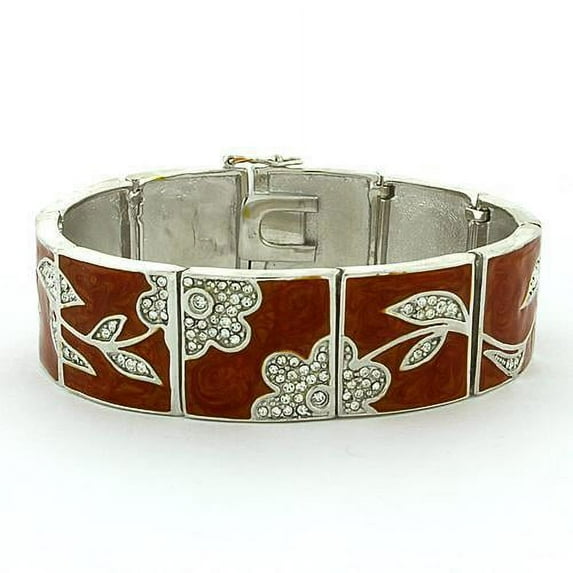 Rhodium 925 Sterling Silver Bracelet with Top Grade Crystal in Clear for Women Clear Stone Color Style LOAS812 Size 7