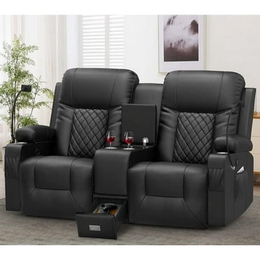 LOBERFVE Large Loveseat Recliner, Loveseat Recliner Sofa with Storage Console, Recliner Chair with USB Ports, 2 Cell Phone Holders, Cup Holder, Loveseat Couch for Living Room