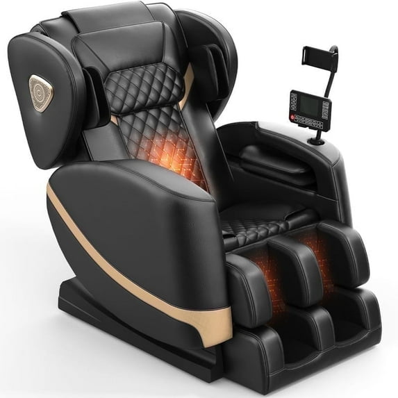 Znines Massage Chair Full Body, Zero Gravity Massage Chair with 10 Fix Rollers, Heating, Foot Massage, Bluetooth Speaker,Black