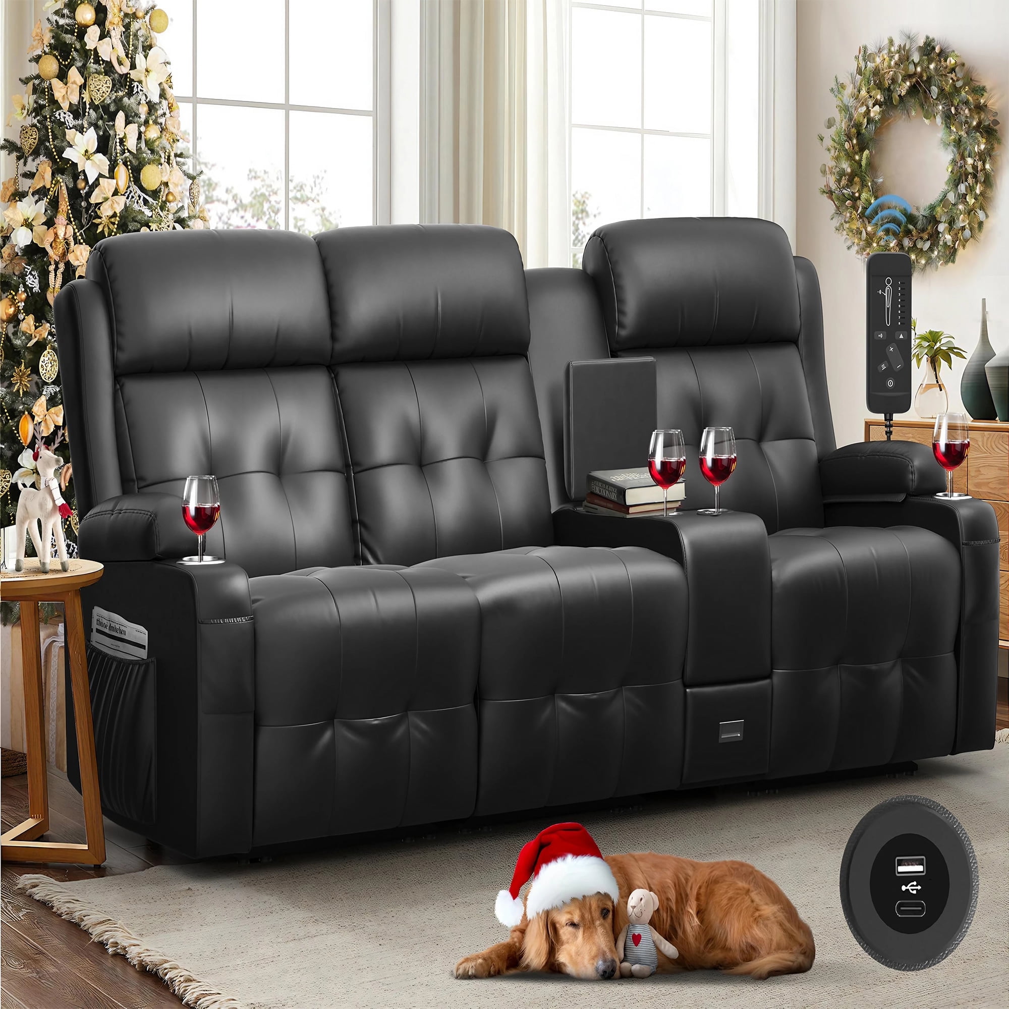 LOBERFVE Recliner Sofa, Massage Reclining Seater Sofa Sets, RV