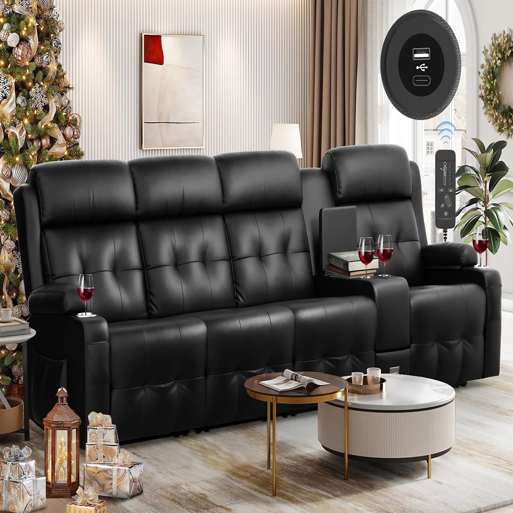 LOBERFVE Recliner Sofa, Massage Reclining Seater Sofa Sets, RV - Main Image