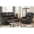 thumbnail image 1 of LOBERFVE Recliner Sofa Set with 2-Tier Cushion, 2+1 Pieces in Living Room, 2 Seater Reclining Loveseat Leather with Removable Console, 1 Oversize Recliner Chair Sofa Seat, Brown, 1 of 9