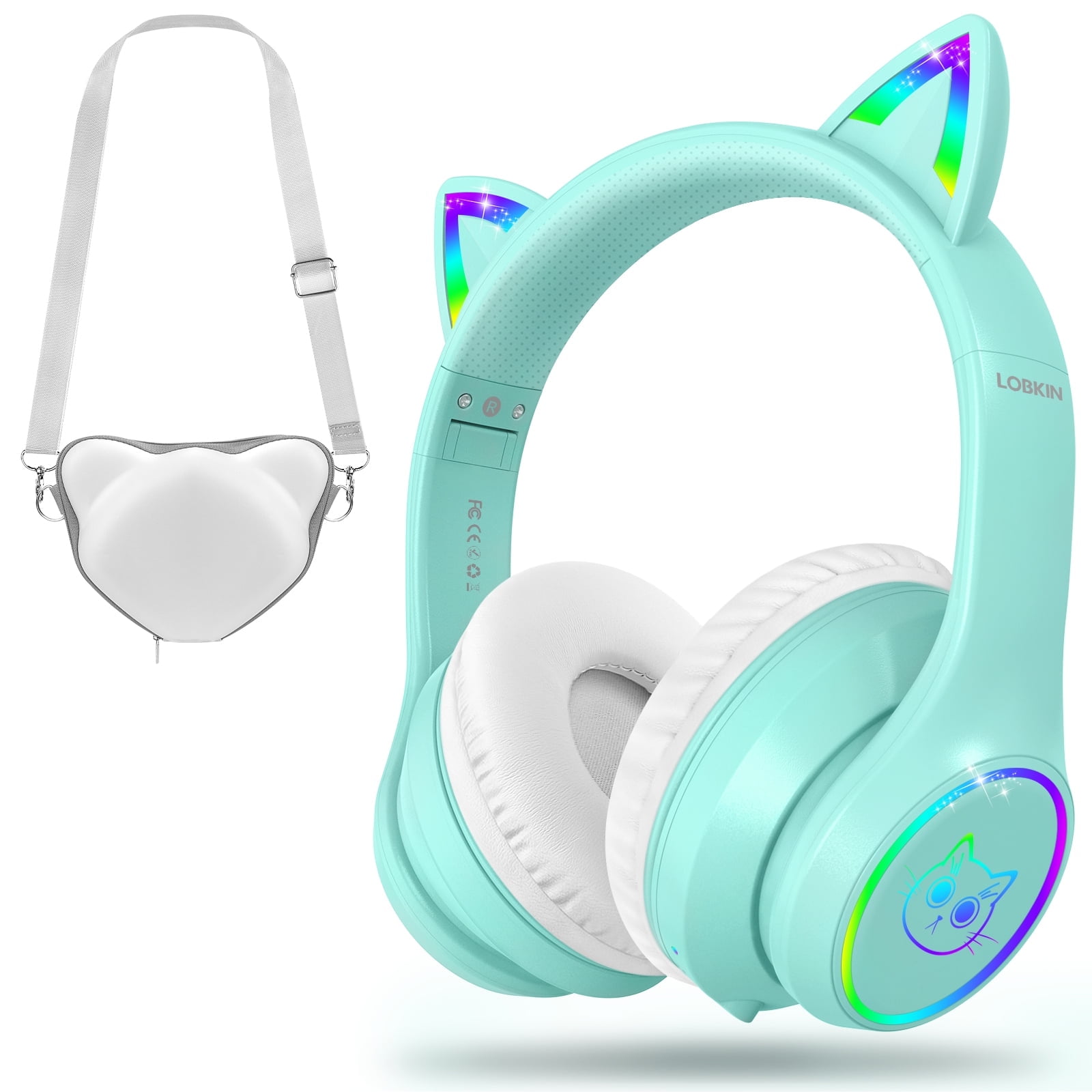 LOBKIN Kids Bluetooth Headphones Safe Listening for Girls, Boys, Children with 94dB Volume-Limiting, Wireless Headphones for School, Tablet, Green