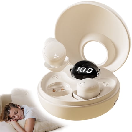 LOBKIN Sleep Ear Buds for Side Sleepers,Mini Wireless Earbuds,25H Playtime,IPX6 Waterproof,for Small Ears Sleeping,Working,Hiking,Beige