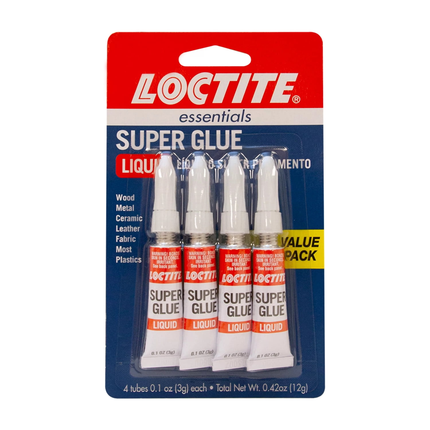 Loctite Essentials Super Glue Liquid Tube, 1 Pack of 4 Tubes, Clear 0. ...