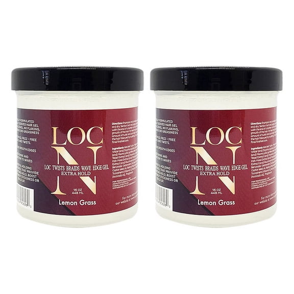 LOC N TWISTS BRAIDS WAVE EDGE GEL "EXTRA HOLD / LEMON GRASS" 16 OZ. "Pack of 2"