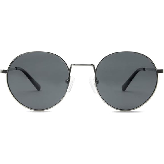 LOCAL SUPPLY UNISEX HARBOR POLARIZED SUNGLASSES FILTER S3 POLISHED SILVER FRAME DARK GREY TINT LENS SRP2