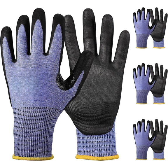 LOCCEF 3 Pairs Safety Work Gloves,Touchscreen Compatible, Superior Dexterity,Level 5/A4 Cut Resistant Work Gloves
