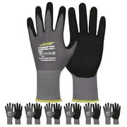 LOCCEF Work Gloves MicroFoam Nitrile Coated-6 Pairs,Seamless Knit Nylon Gloves,Gray Work gloves