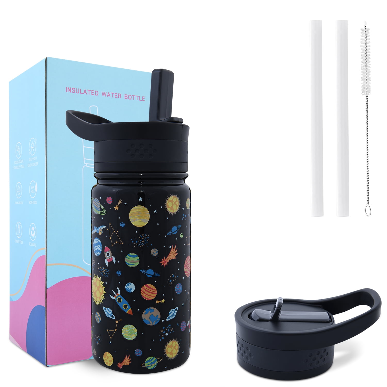 LOCHAS Children's Insulated Stainless Steel Water Bottle with Straw ...