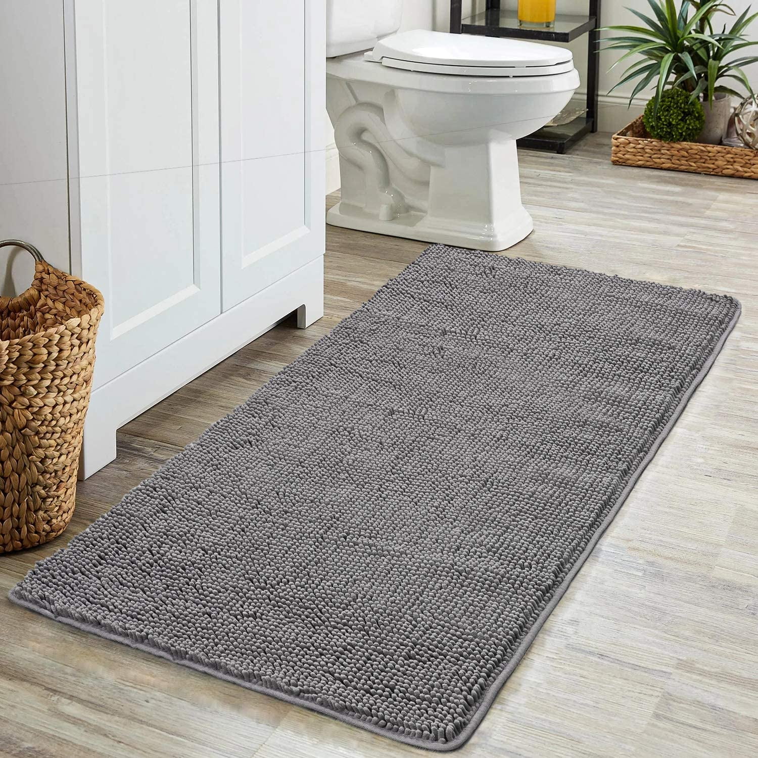 LOCHAS Luxury Microfiber Shag Bath Rug, Quick Dry, Non Slip, 24 x 60 ...